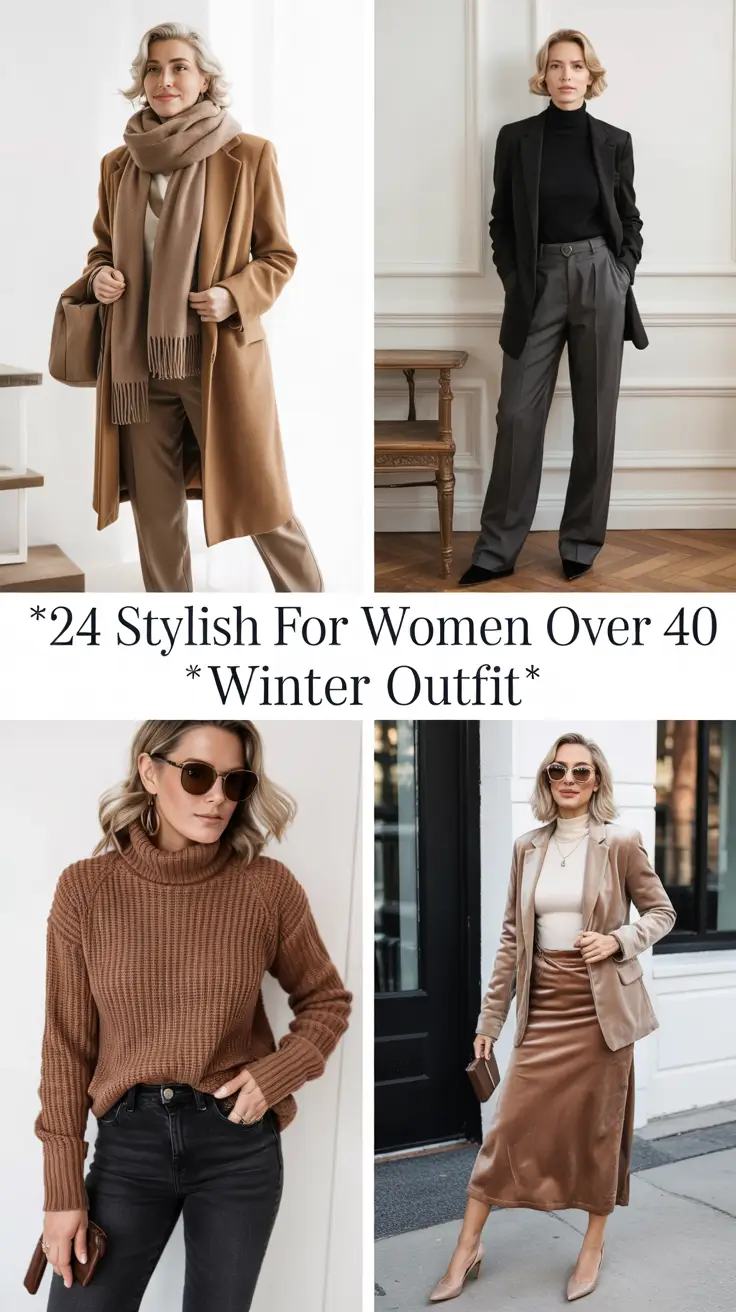 Stylish for Women Over 40 Winter Outfit 2025–2026: Classy, Cozy & Trendy Ideas