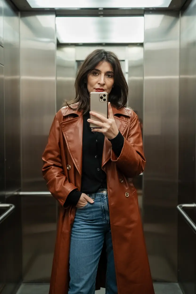 winter outfits over 50 older women Classic Leather with a Modern Twist