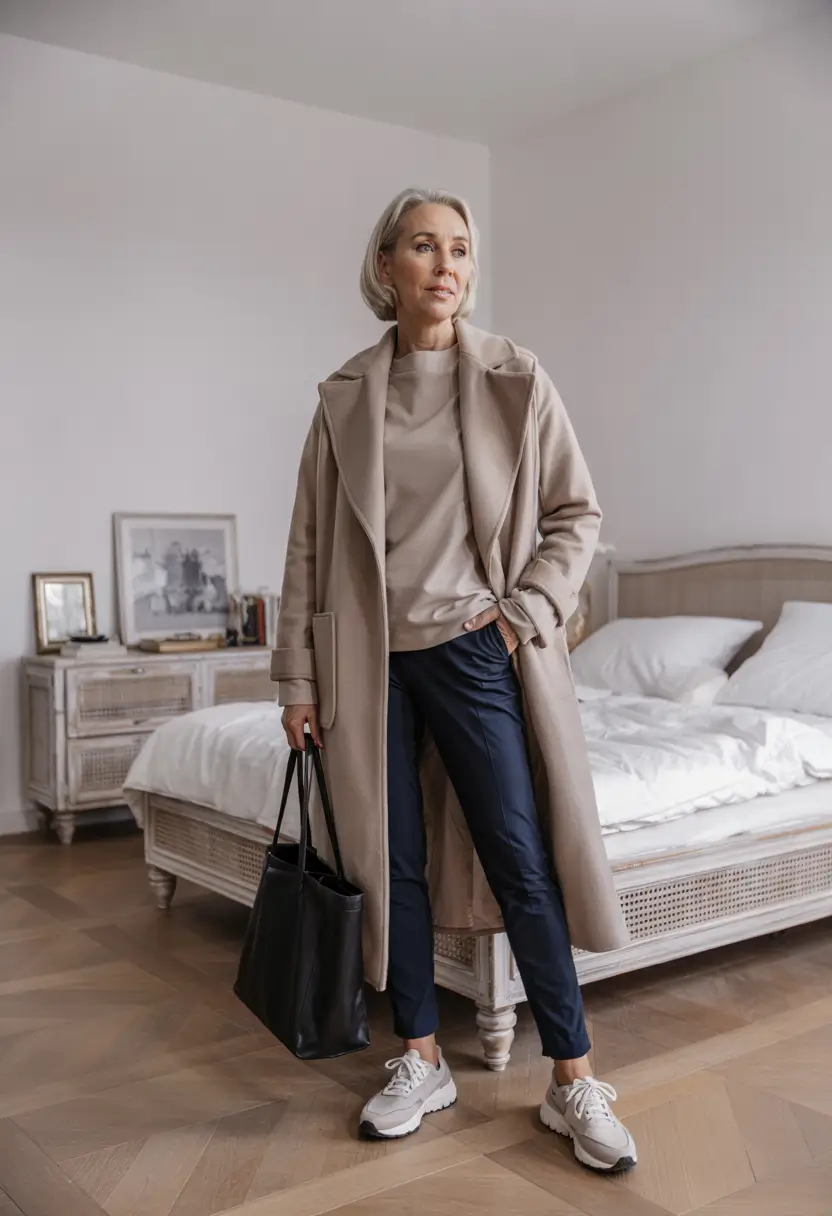 winter outfits over 50 older women Minimalist Neutrals with a Relaxed Edge