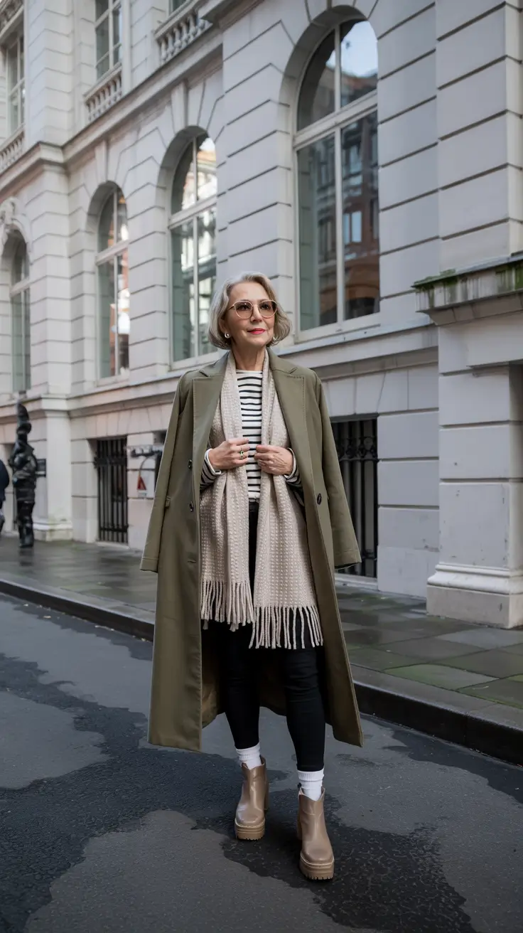 winter outfits over 50 older women Parisian-Inspired Stripes with Modern Edge