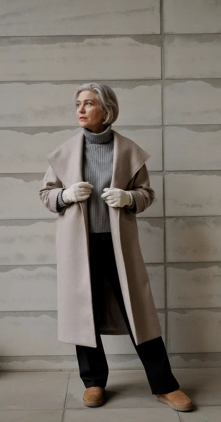 winter fashion for women over 60 outfits Classic Wool Coat with Refined Details