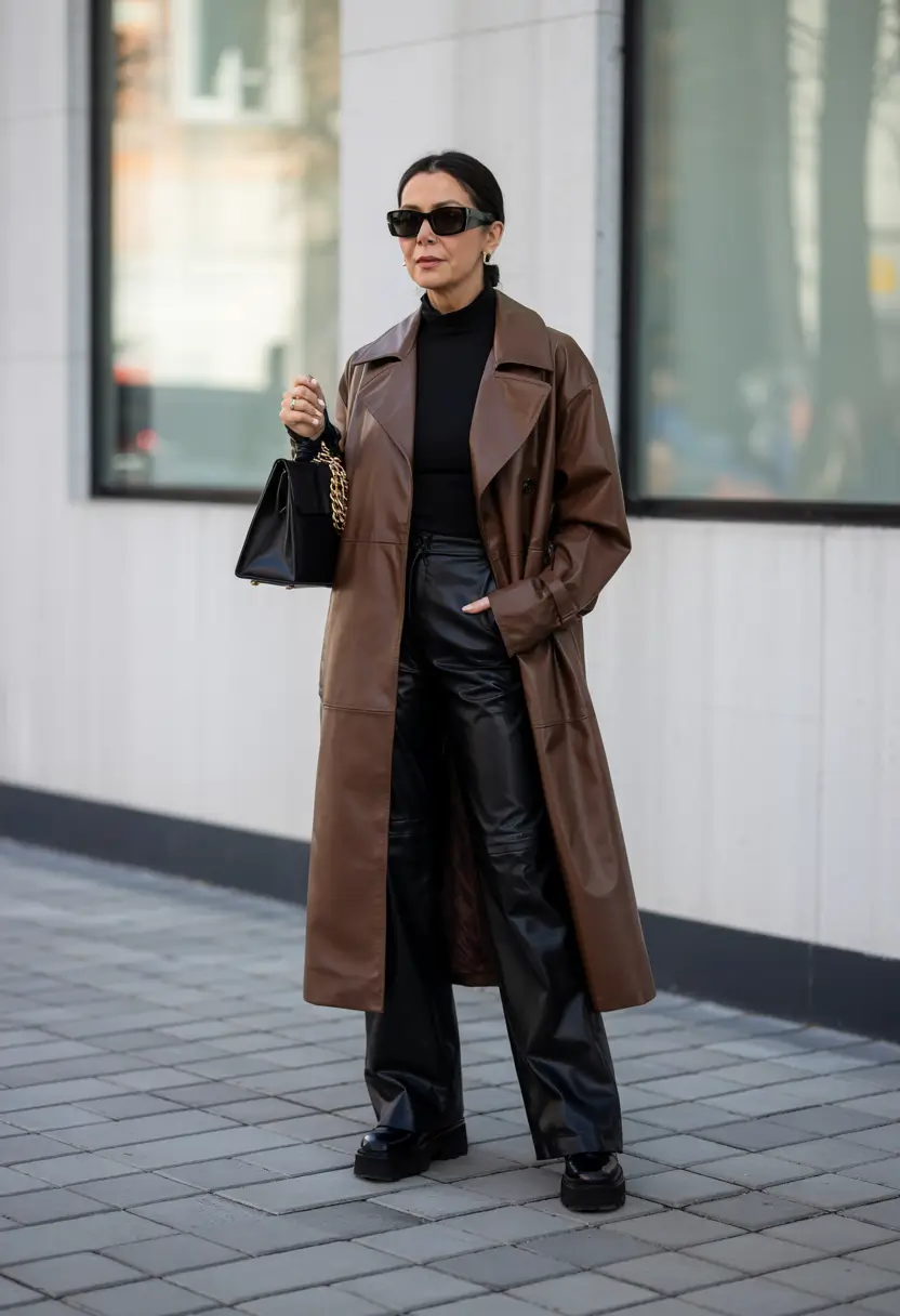 winter fashion for women over 60 outfits Leather Layers with a Bold Edge