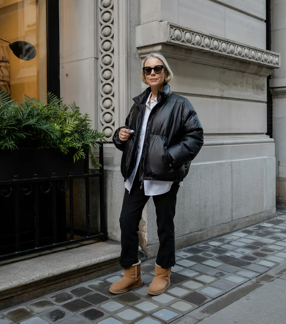casual winter outfits over 60 Street-Ready Puffer with a Chic Twist