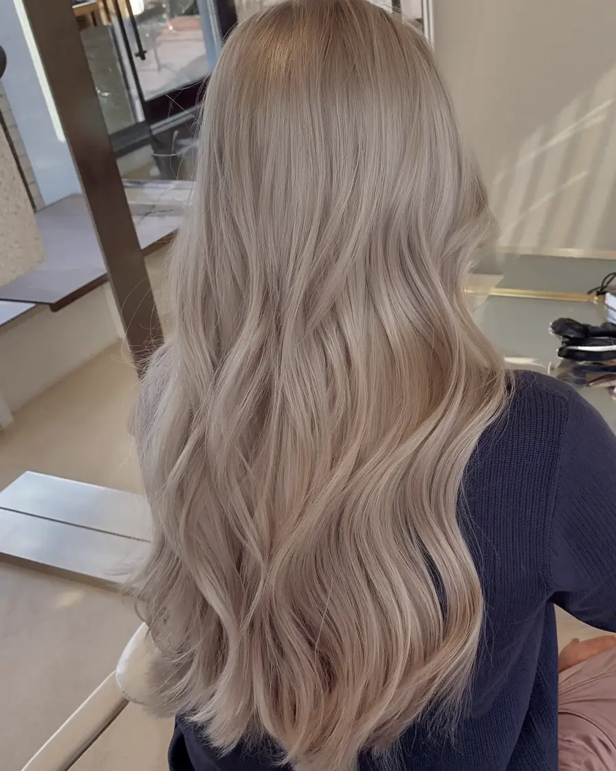 trending hair colors for winter 2025 Frosted Silver Elegance