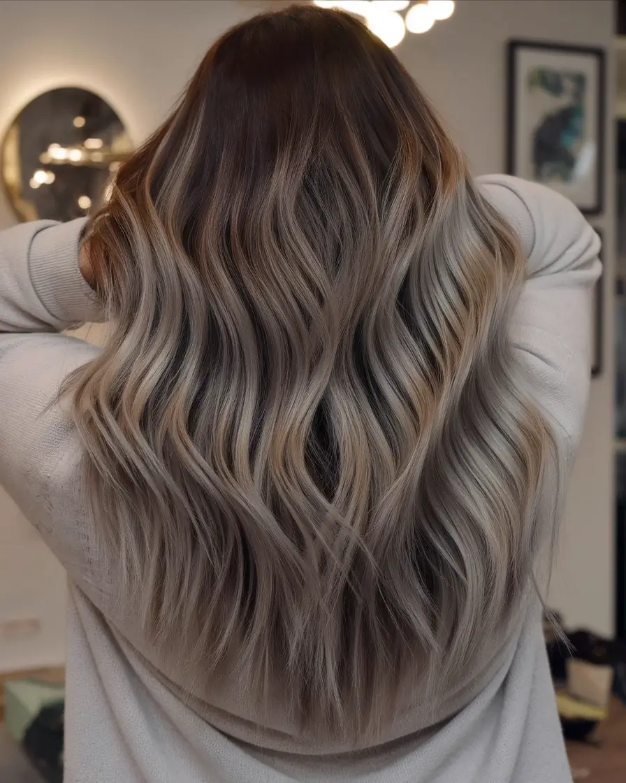 trending hair colors for winter 2025 Mocha Ash Waves