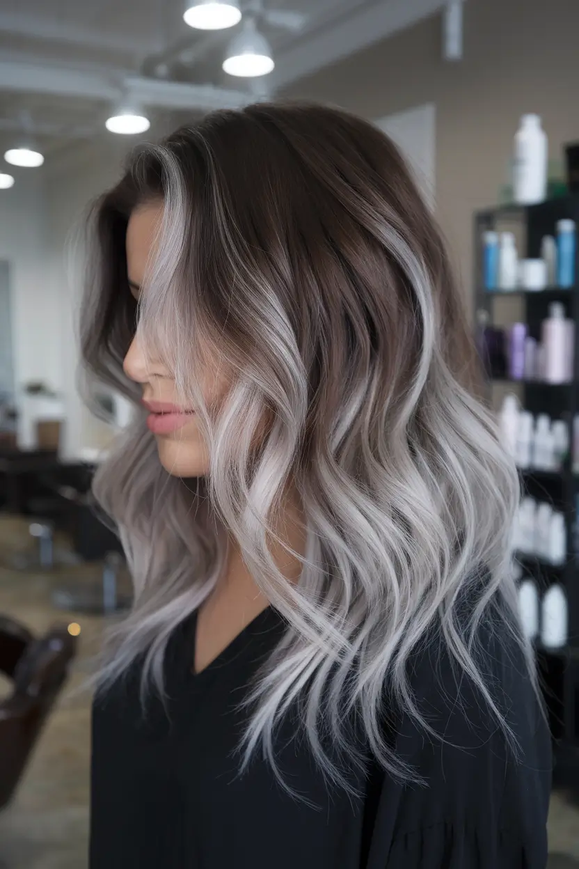 trending hair colors for winter 2025 Frosted Brunette Balayage