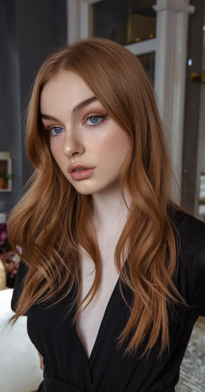 trending hair colors for winter 2025 Golden Cinnamon Glow