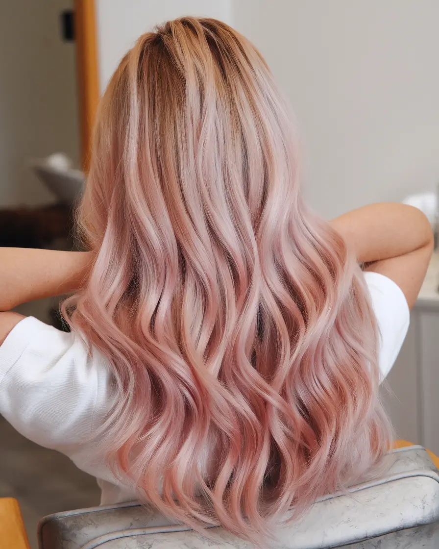 trending hair colors for winter 2025 Pastel Rose Blonde