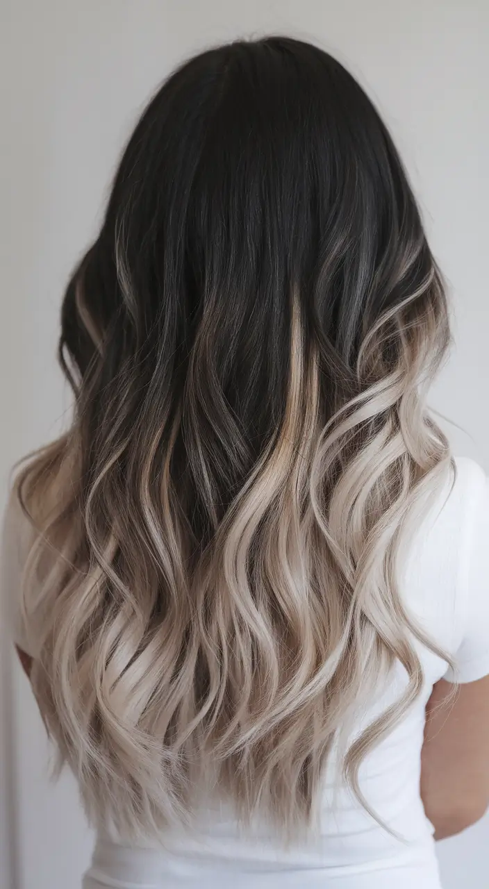 trending hair colors for winter 2025 Smoky Ombre Contrast