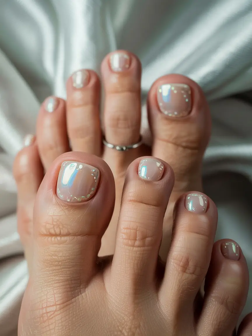 fall toe nails Milky Opal Glow