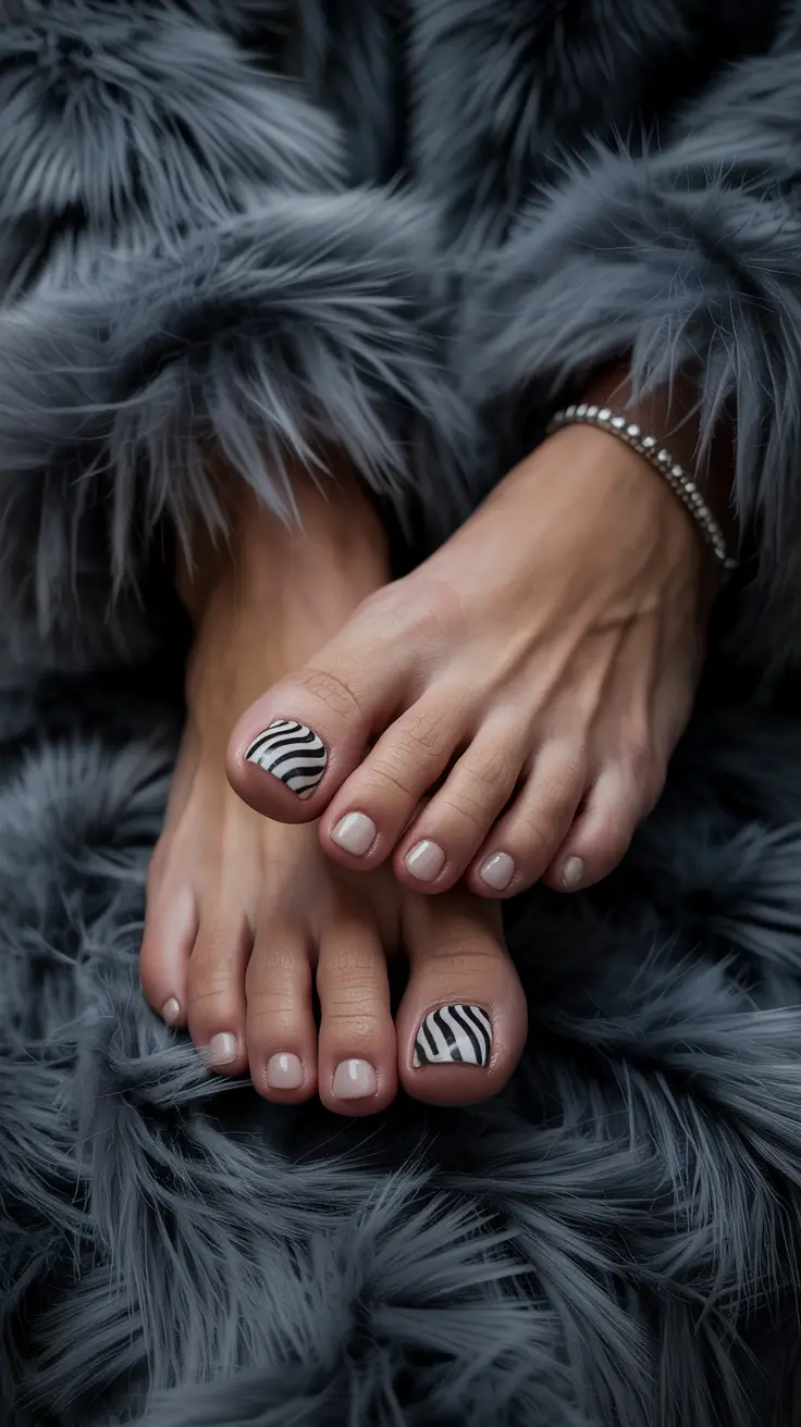 fall toe nails Wild Streaks of Zebra Print