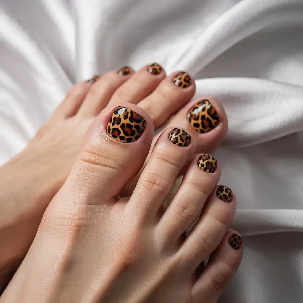 fall toe nails Fierce Leopard Print for Autumn Nights