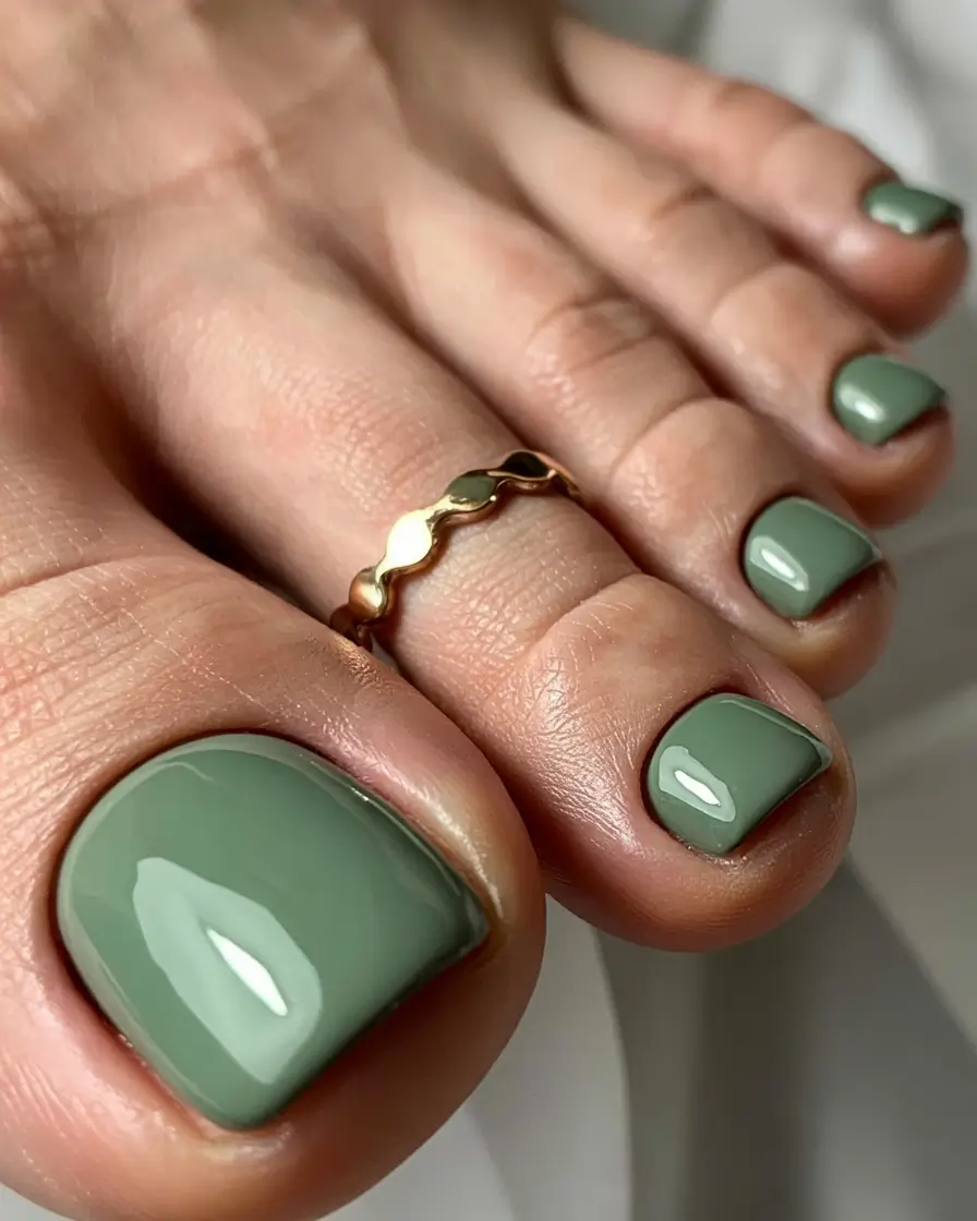 fall toe nails Sage Green Serenity