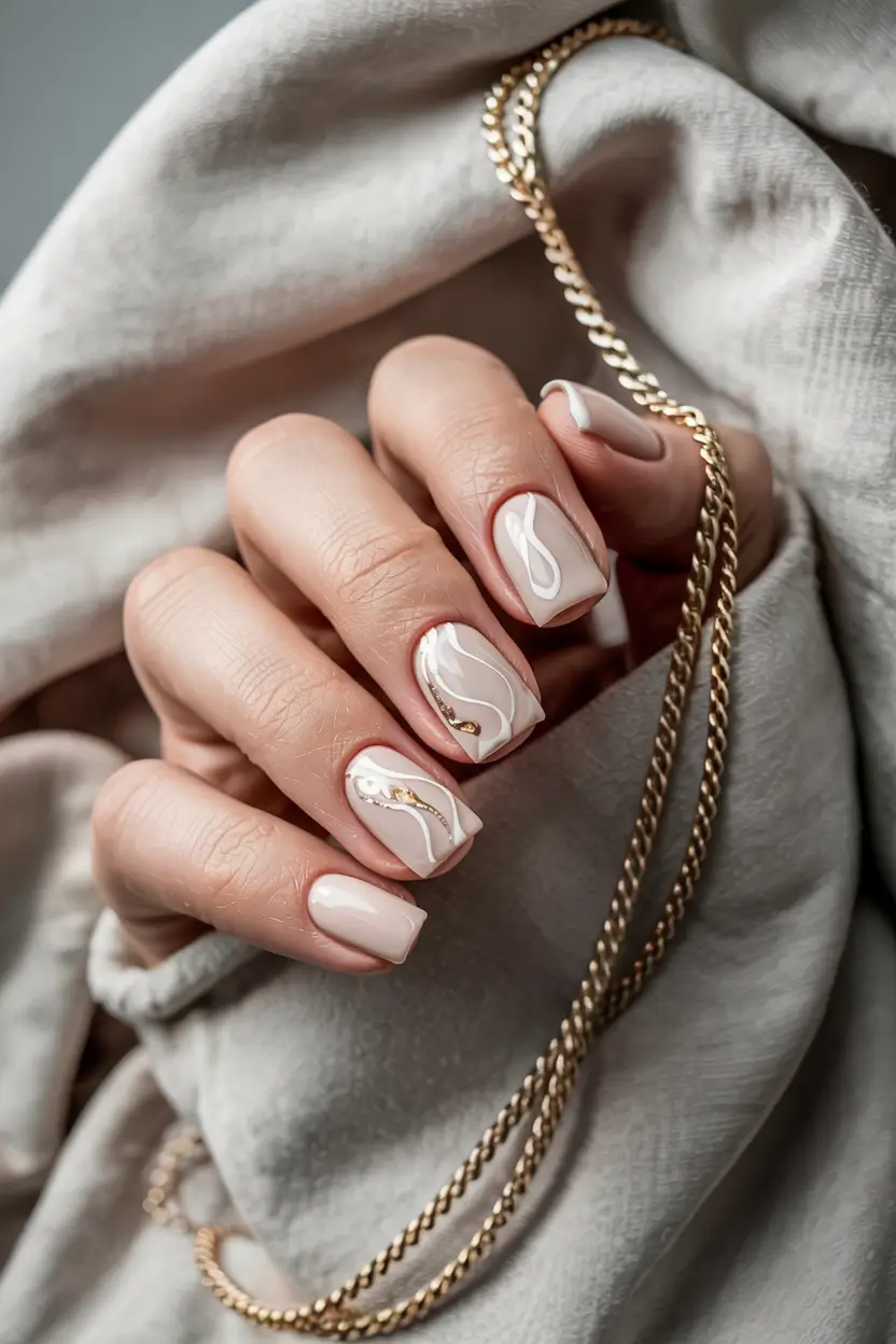 fall winter nails 2025 neutral swirl elegance