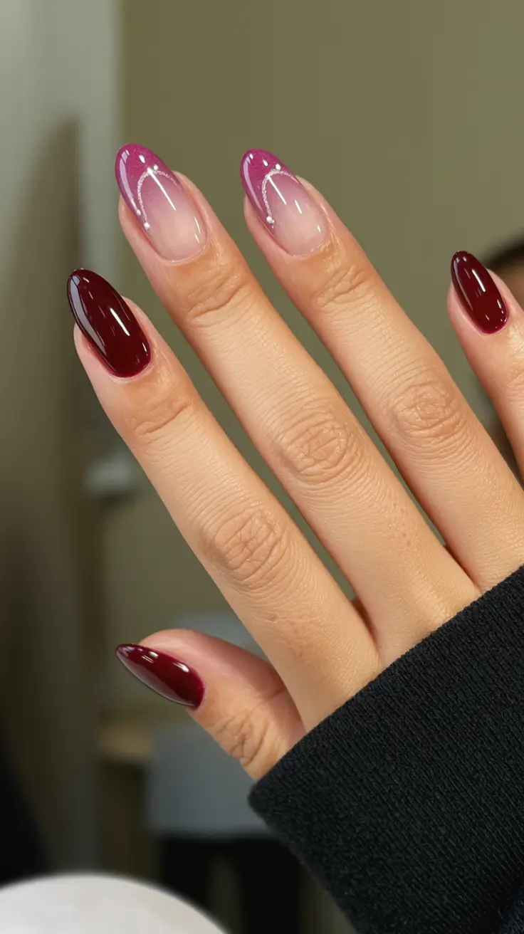 fall winter nails red Berry Wine Ombré