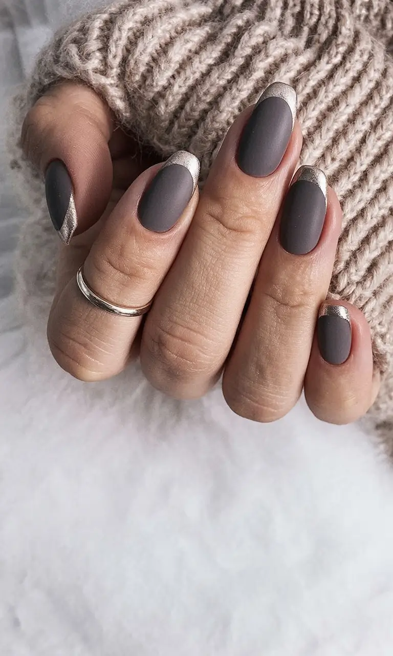 fall winter nails french tips Matte Mocha Luxe