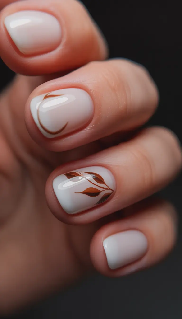 fall winter nails design simple Minimal Leaf Art