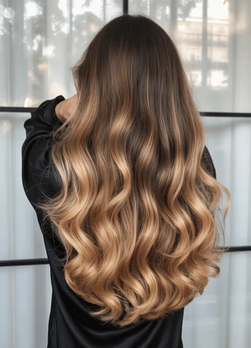 Winter 2025-2026 Balayage Hair Color Ideas Golden Caramel Waves