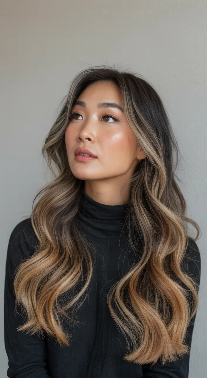Winter 2025-2026 Balayage Hair Color Ideas Honey-Dipped Brunette