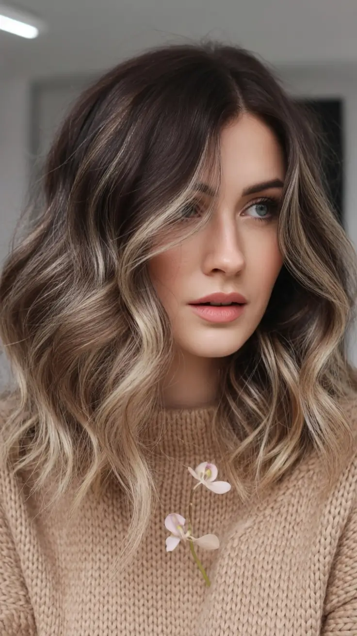 Winter 2025-2026 Balayage Hair Color Ideas Frost-Kissed Lob