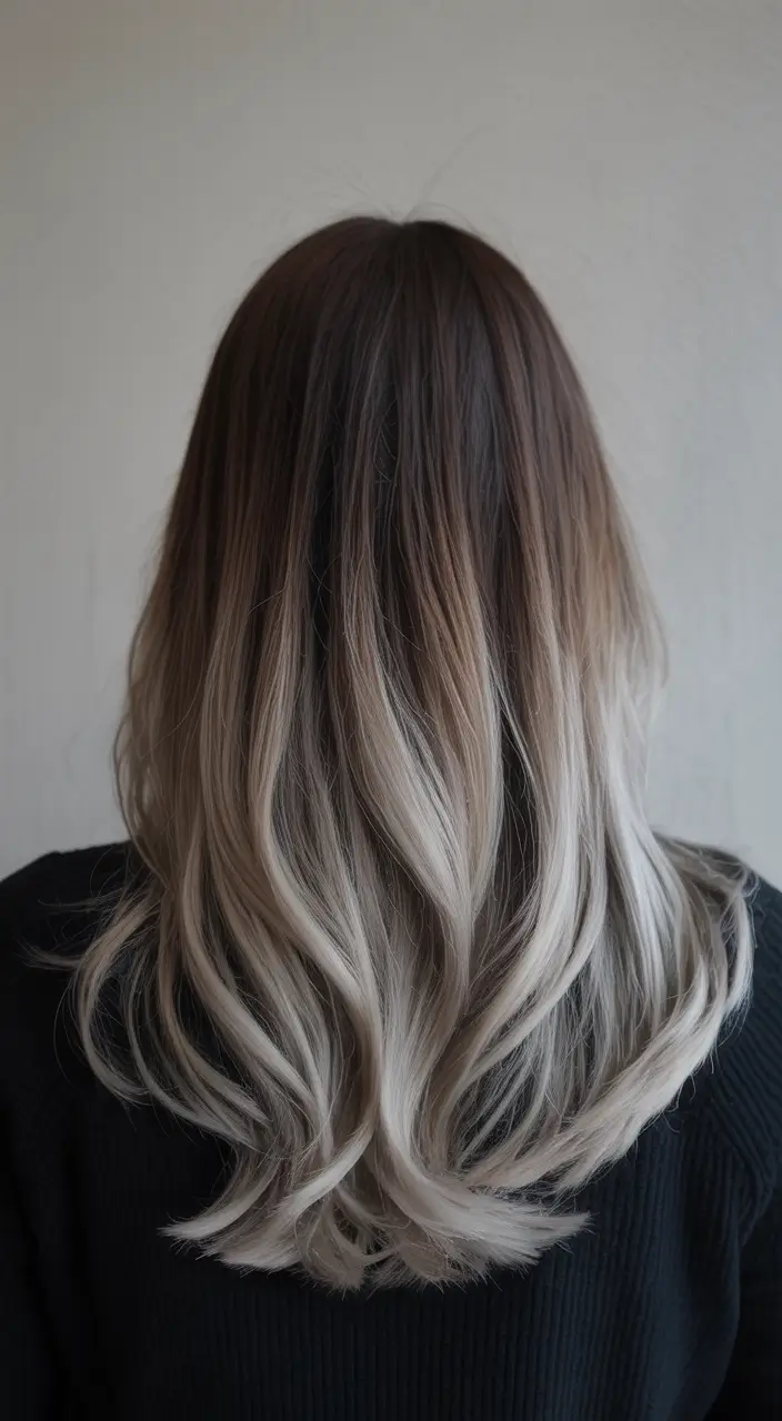 Winter 2025-2026 Balayage Hair Color Ideas Icy Melt Balayage