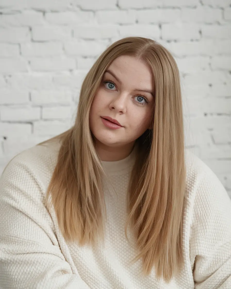 haircuts for plus size women Sleek Blonde with Subtle Layers