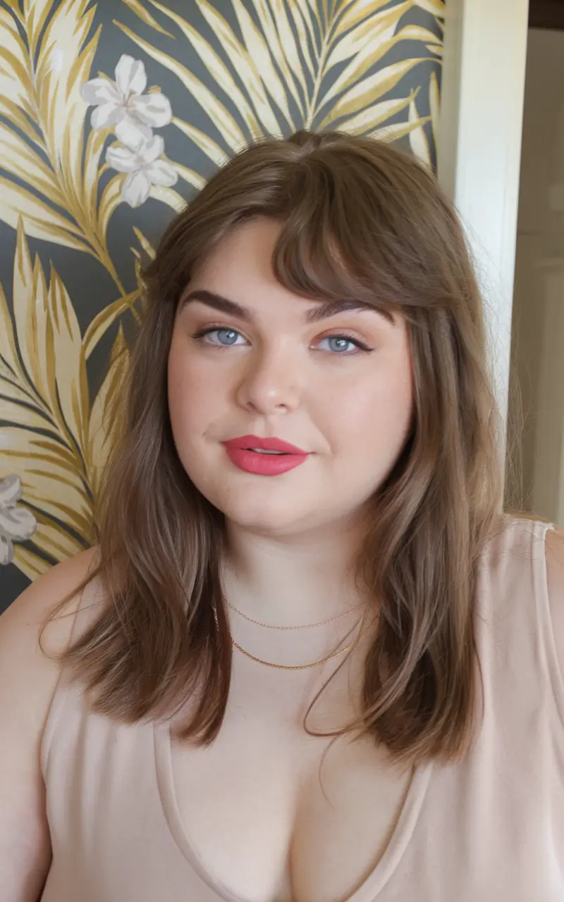 haircuts for plus size women Soft Waves with Curtain Bangs