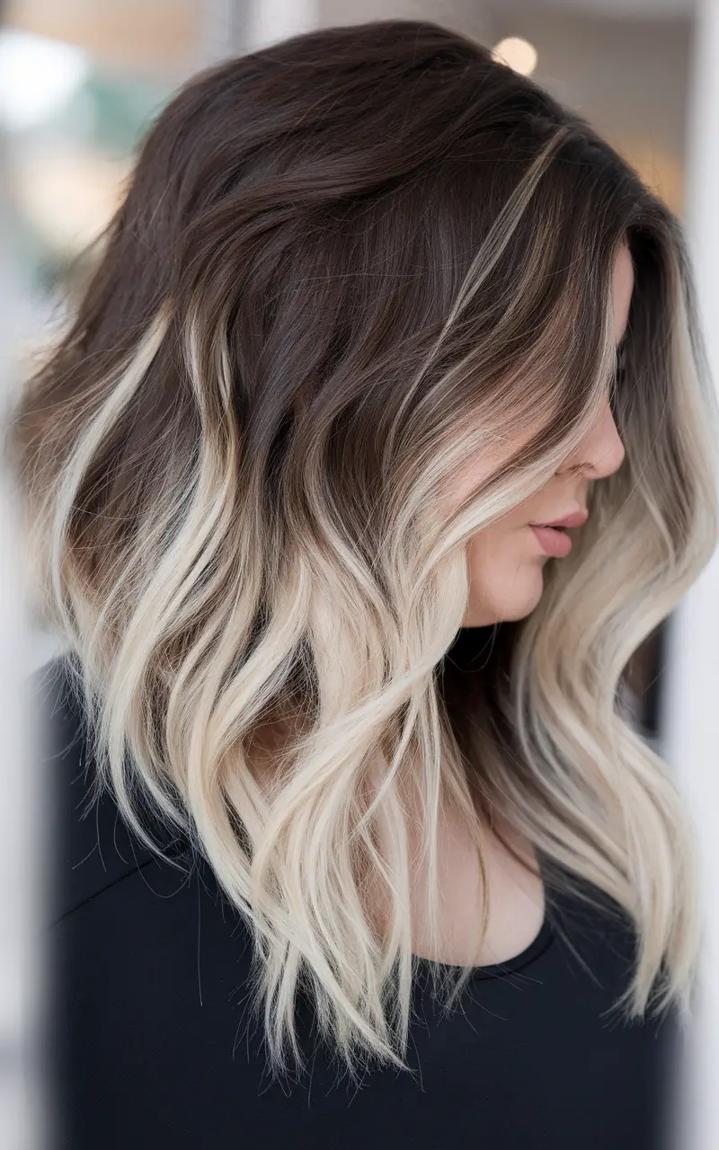 haircuts for plus size women Bold Contrast Balayage Lob