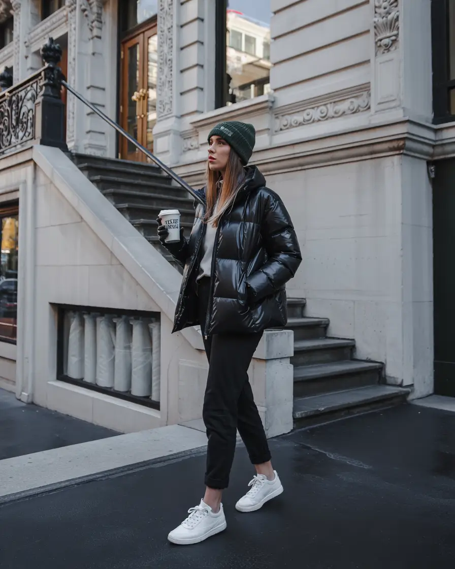 winter outfits for women 2025 2026 Street Smart in Black Layers