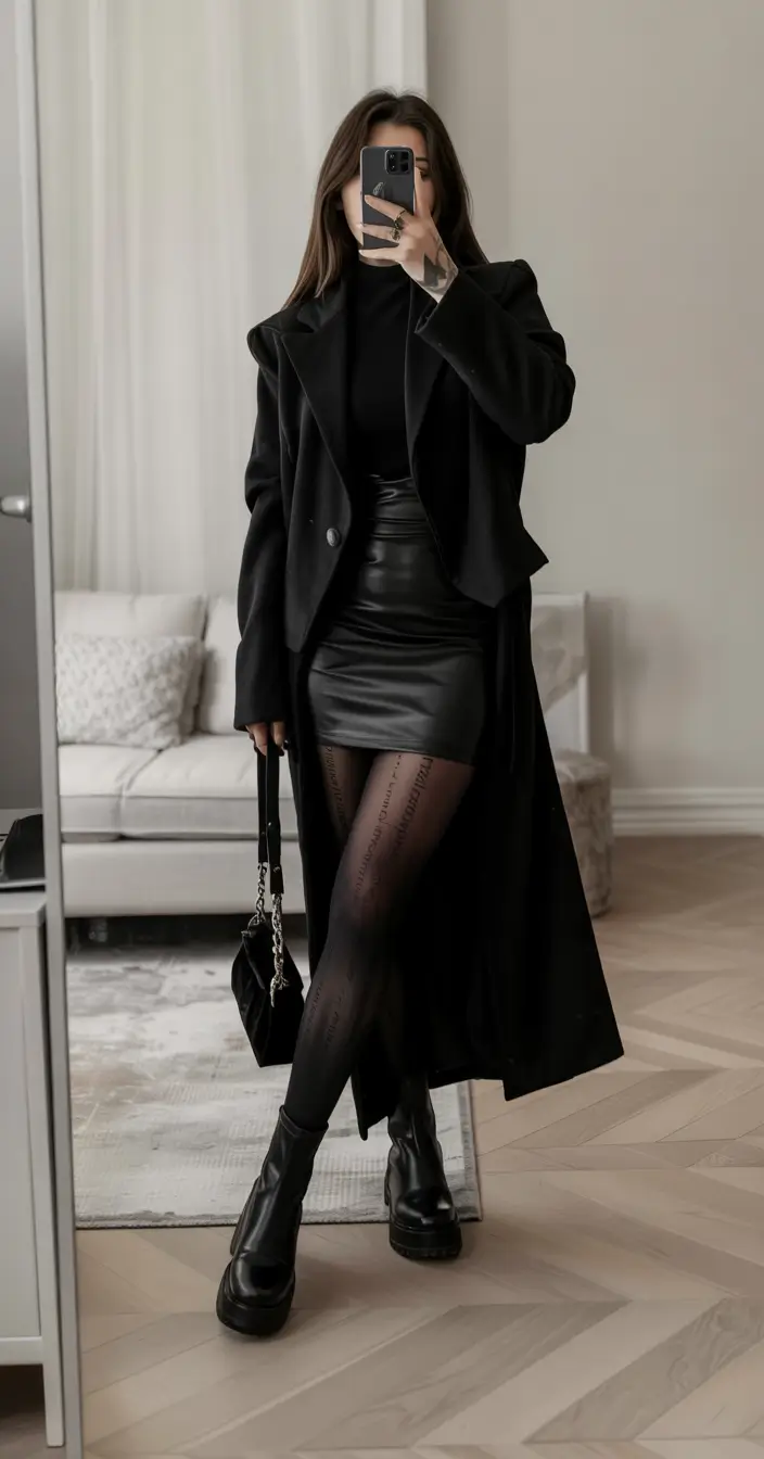 winter outfits for women 2025 2026 Bold Black Layers