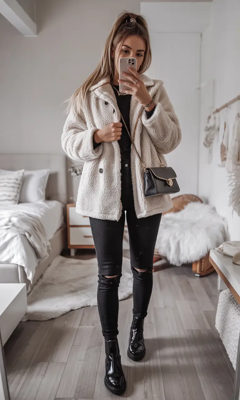 winter outfits for women 2025 2026 Teddy Coat Charm