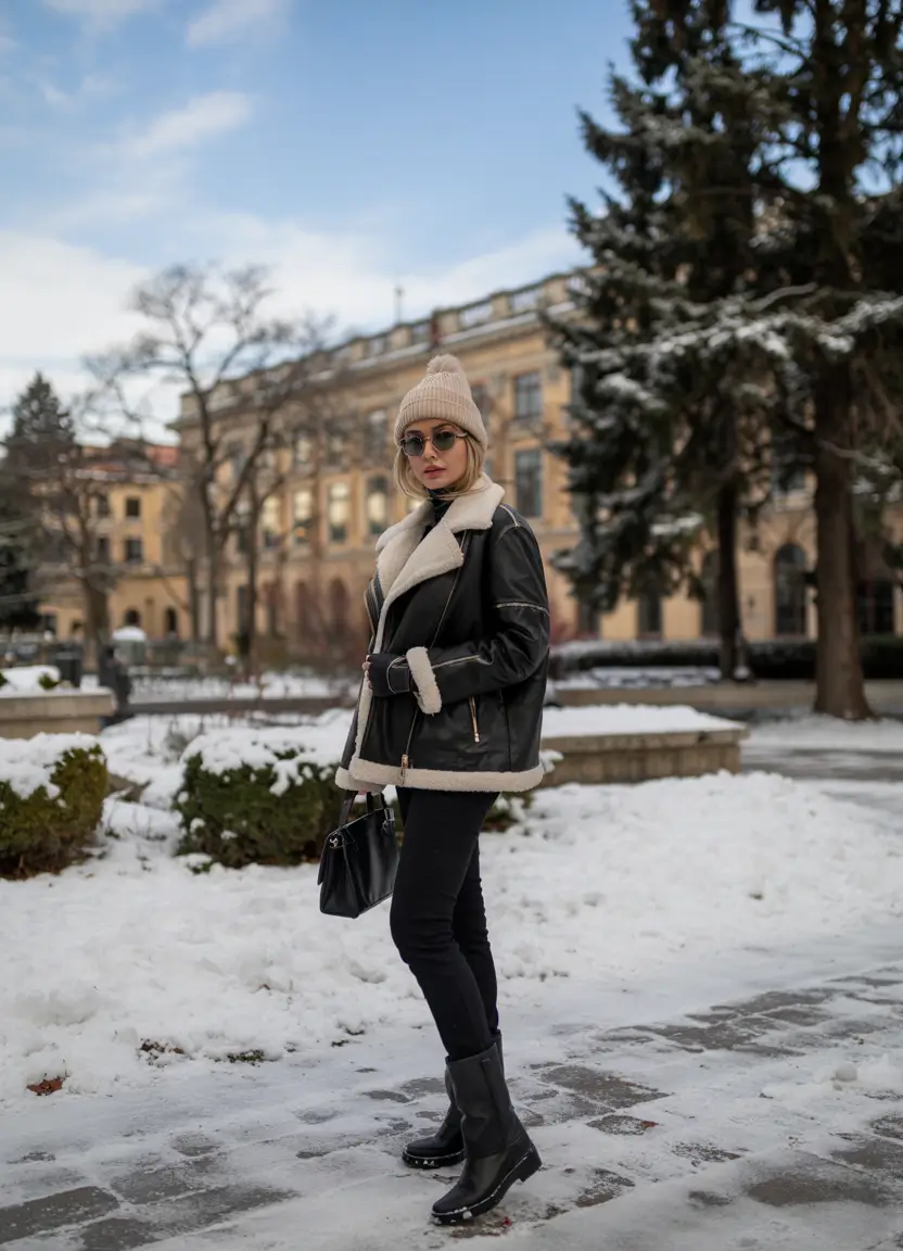 winter outfits for women Shearling City Edge
