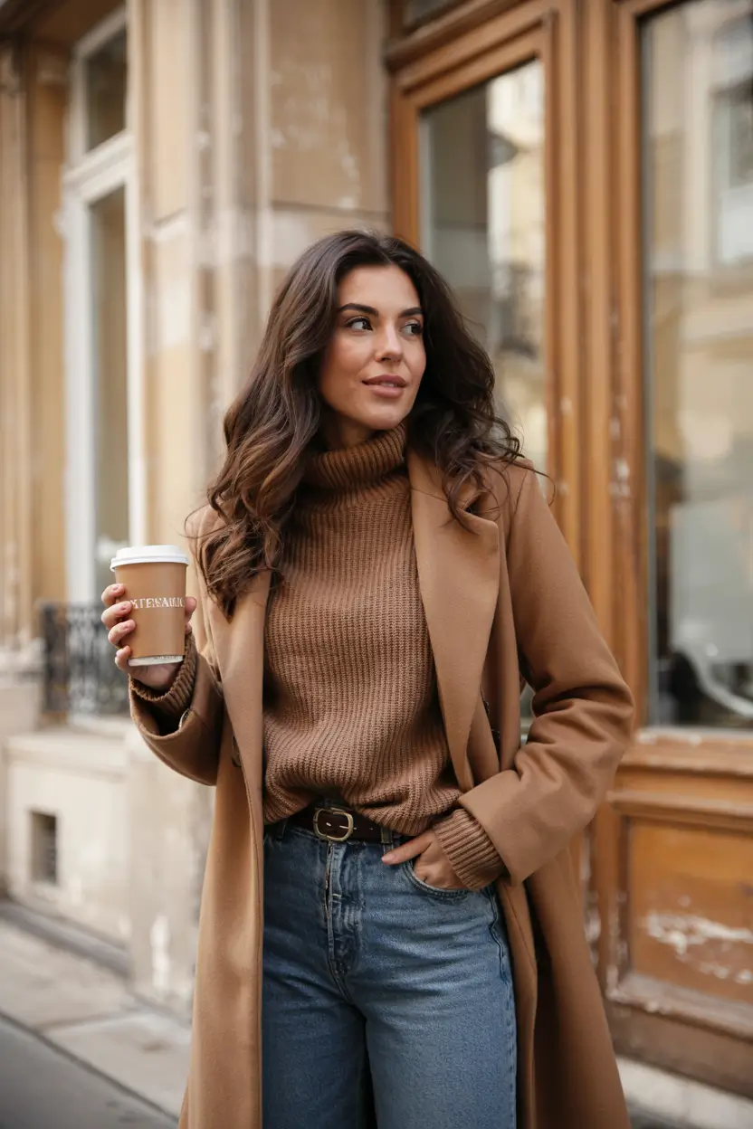 winter outfits for women 2025 2026 Warm Neutrals in Camel