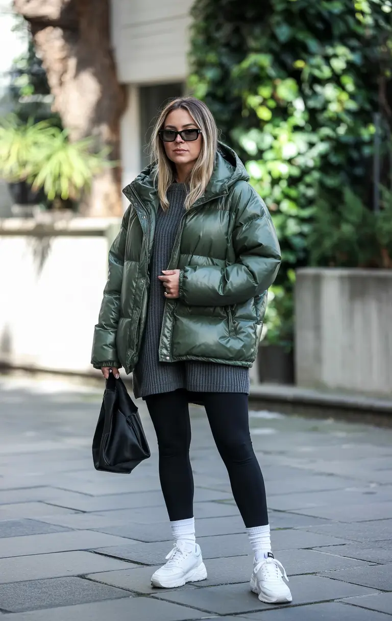 puffer jacket outfit green Urban Edge in Green