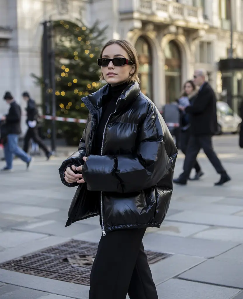 puffer jacket outfit woman oversized streetwise