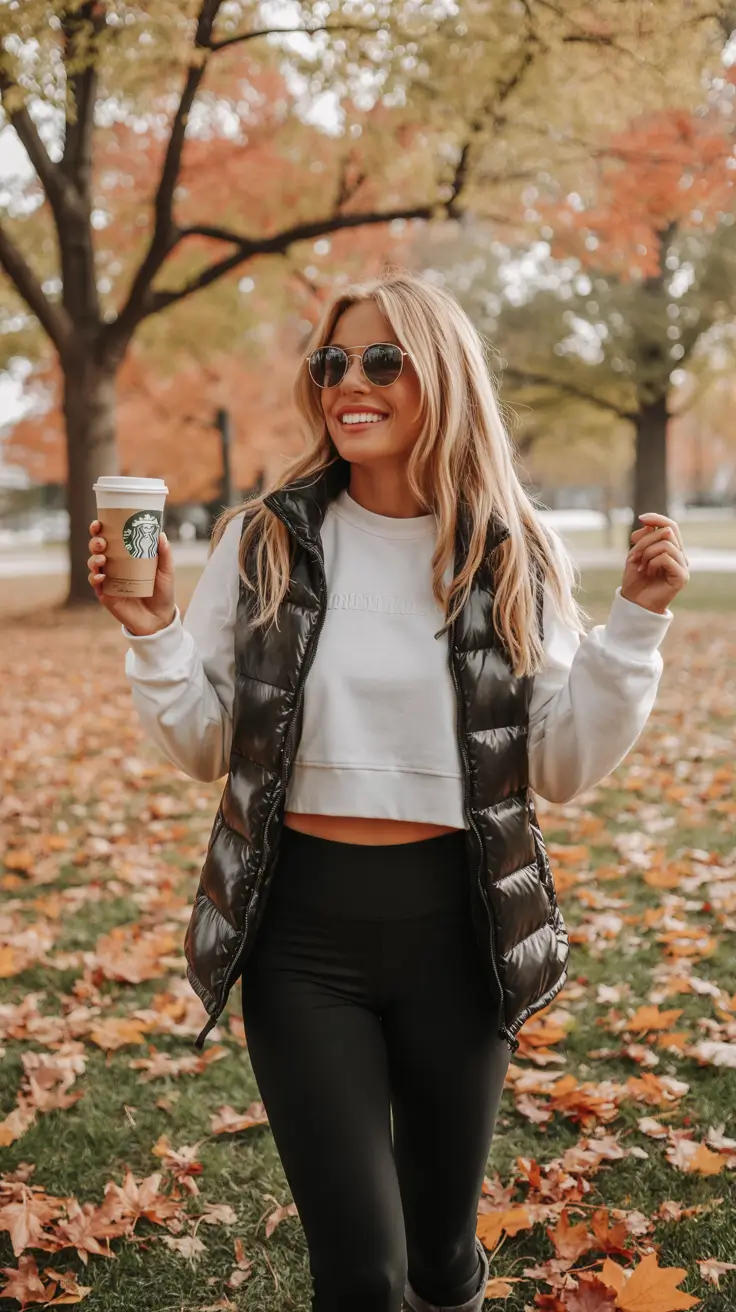 puffer jacket outfit vest sporty weekend