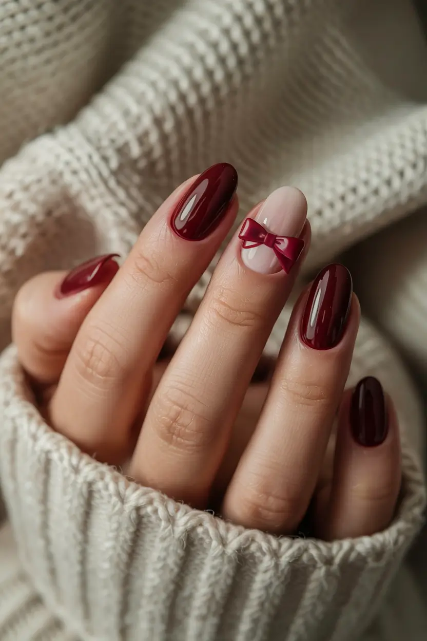 winter acrylic nails designs Velvet Burgundy Elegance