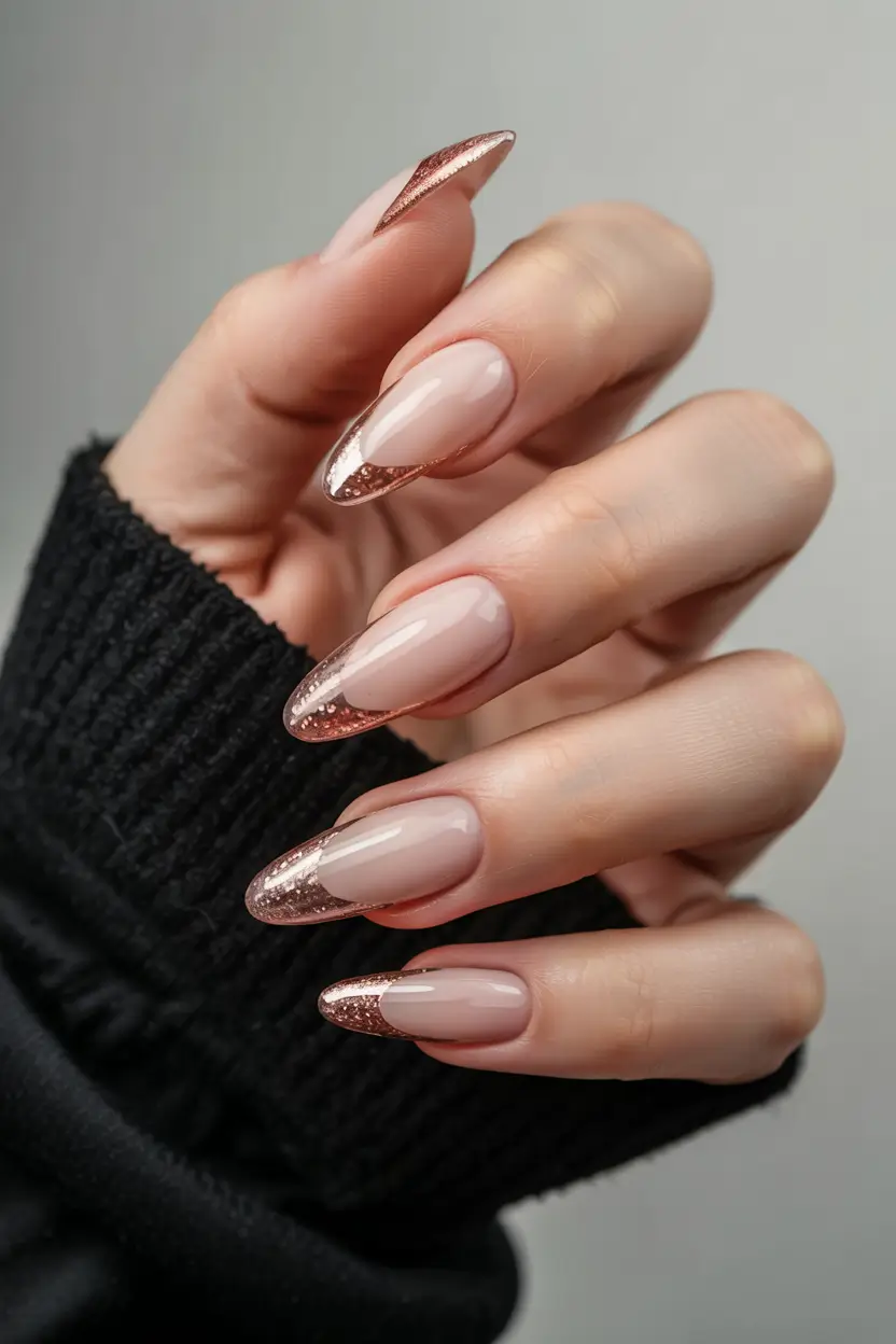 acrylic nails color ideas winter Rose Gold Frost