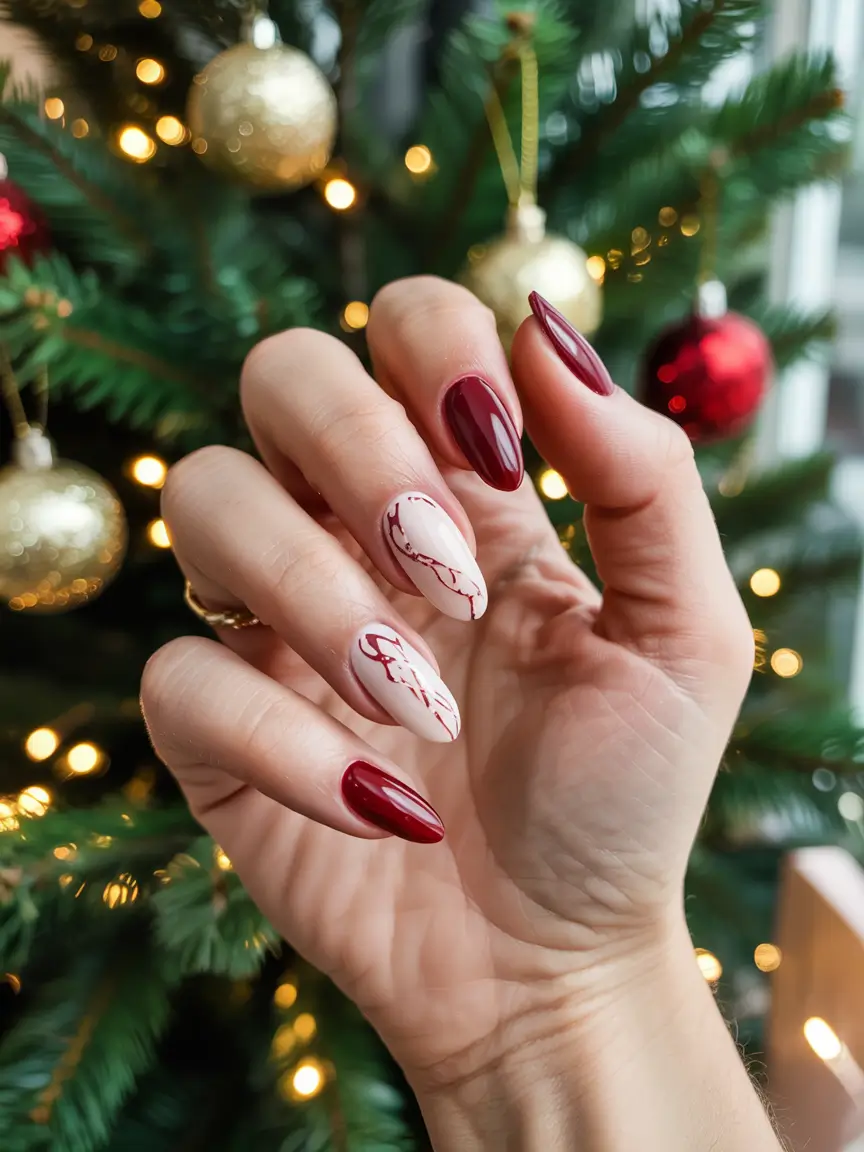 acrylic nails with design winter Holiday Charm