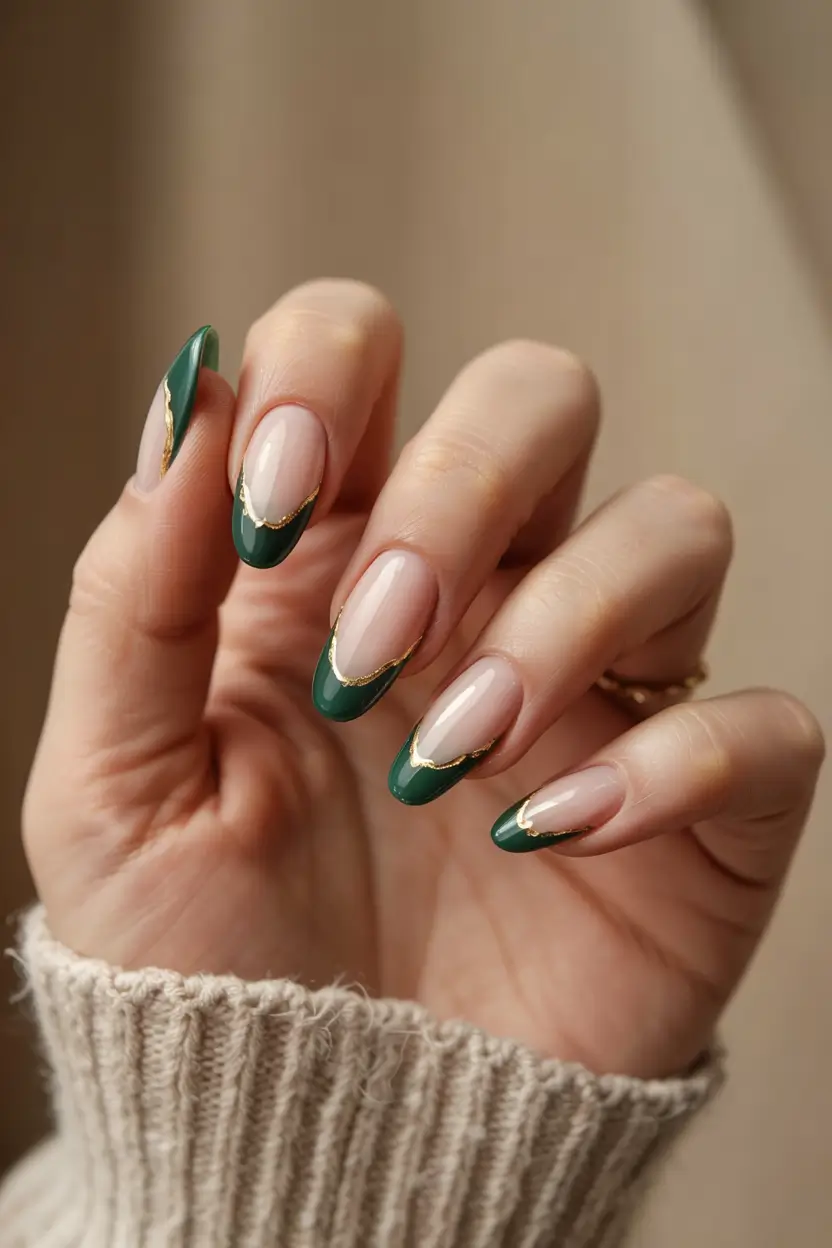 winter-acrylic-nails-designs-Emerald-Elegance