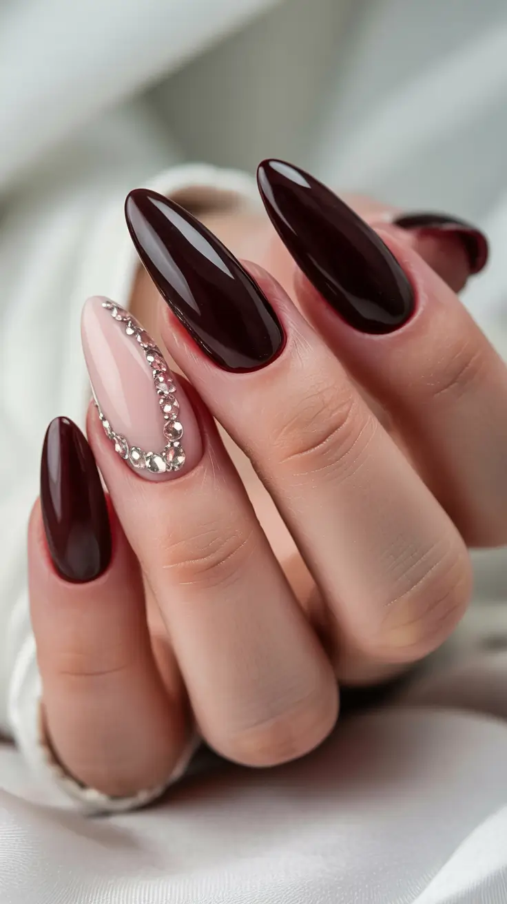 acrylic-nails-color-ideas-winter-Burgundy-and-Blush-Glam