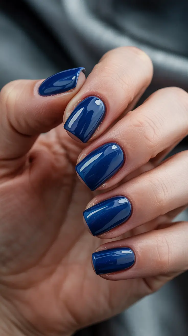 short acrylic nails designs winter Blue Glass Minimalism