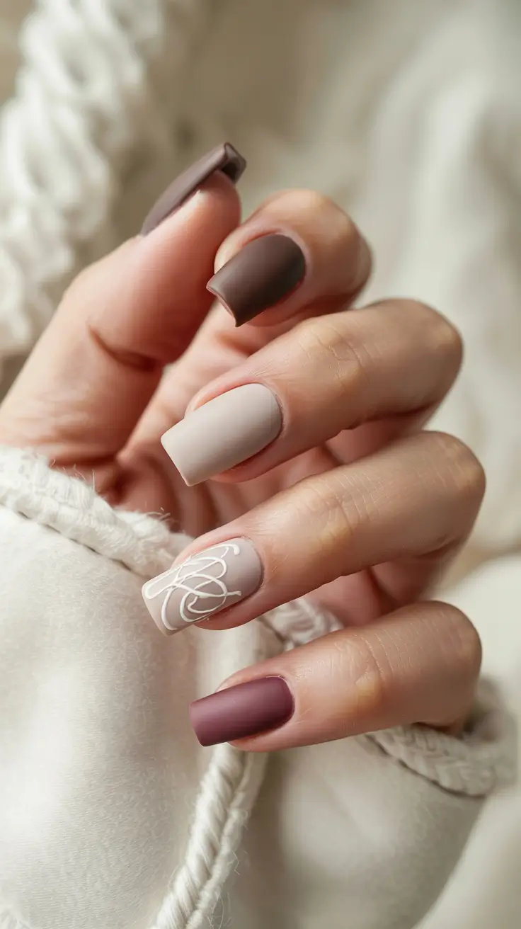 short acrylic nails designs winter Matte Mocha Calm