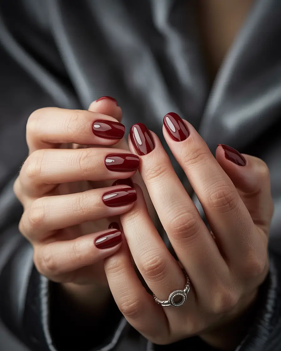 winter oval acrylic nails designs Crimson Allure