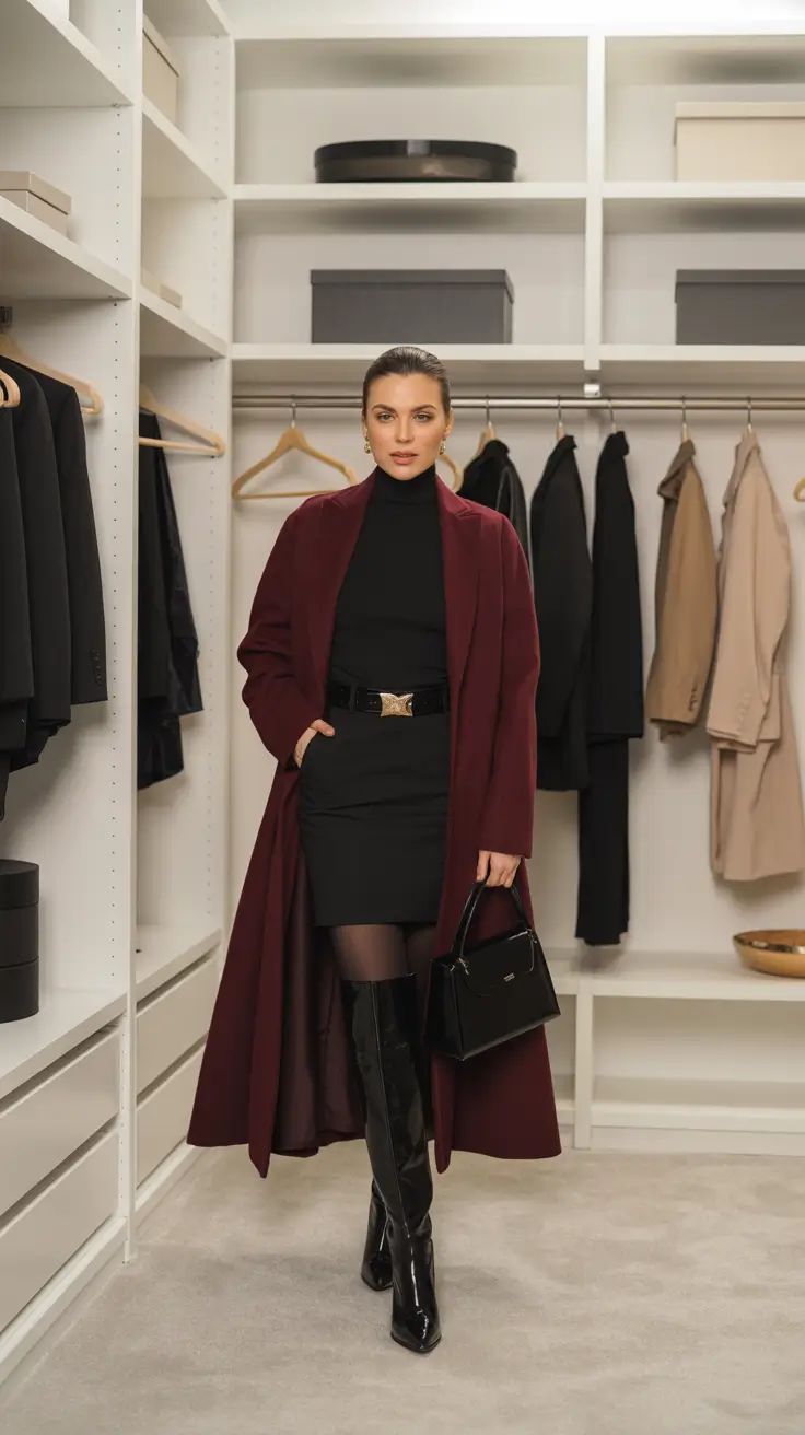 basic outfits ideas for women 2026 Wine Red Elegance