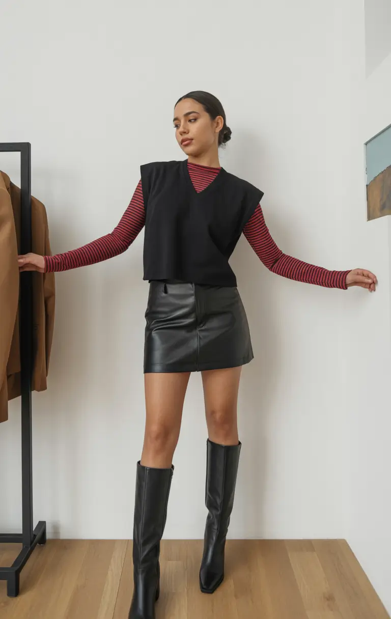 basic outfits ideas for women 2026 Bold Modern The Leather Skirt Edit