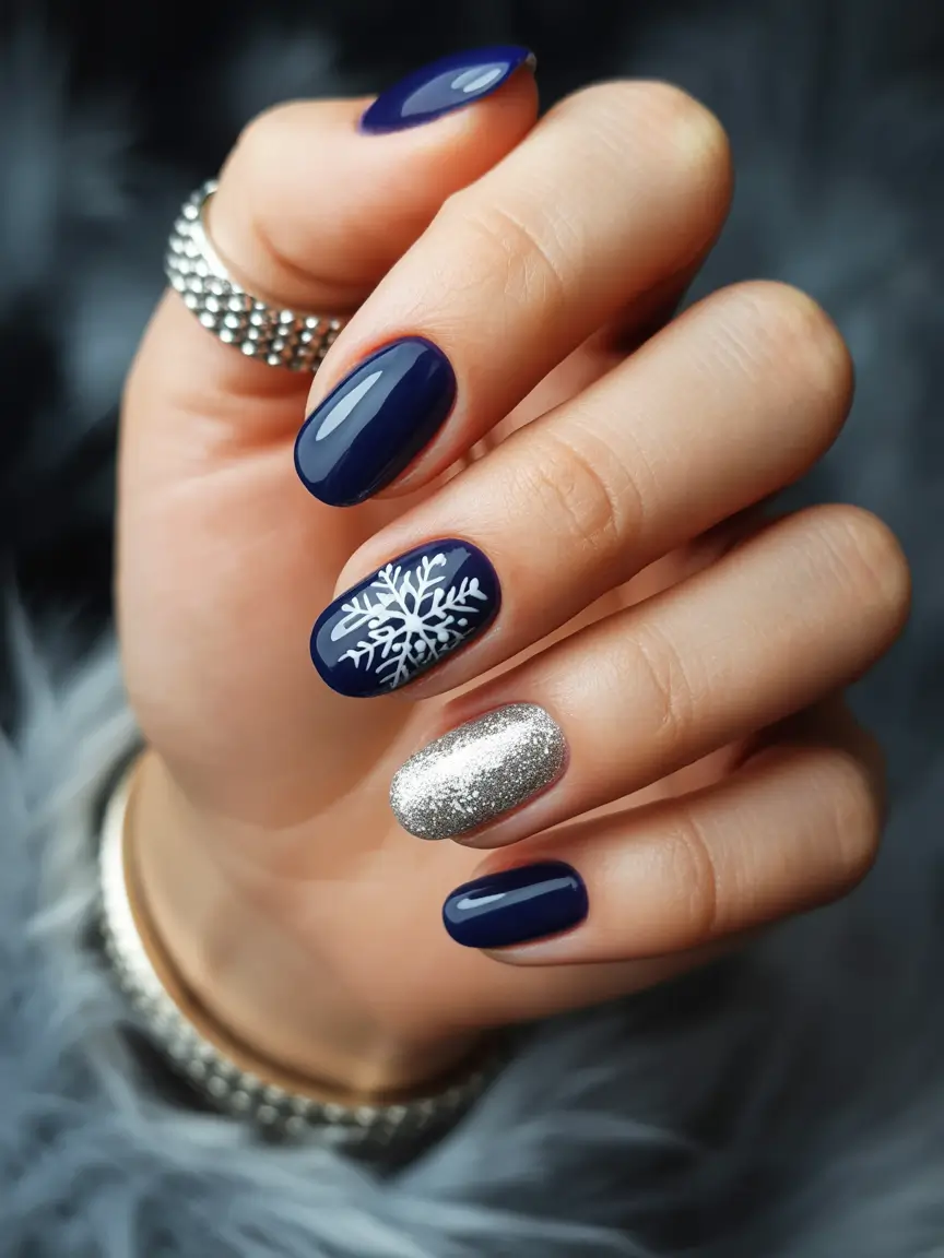 blue christmas nails winter Snowflake Luxe
