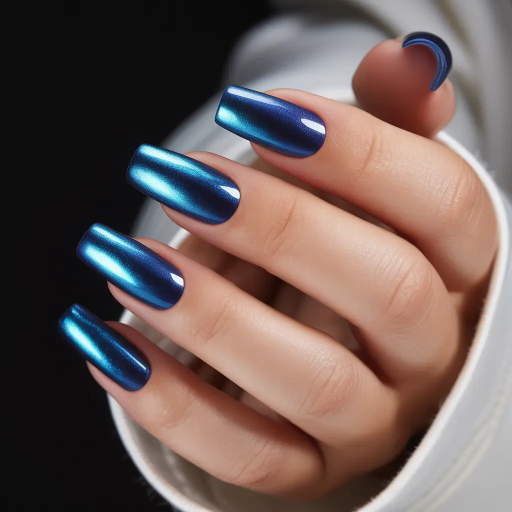 Best Blue Nails Christmas 2025 Liquid Sapphire Shine