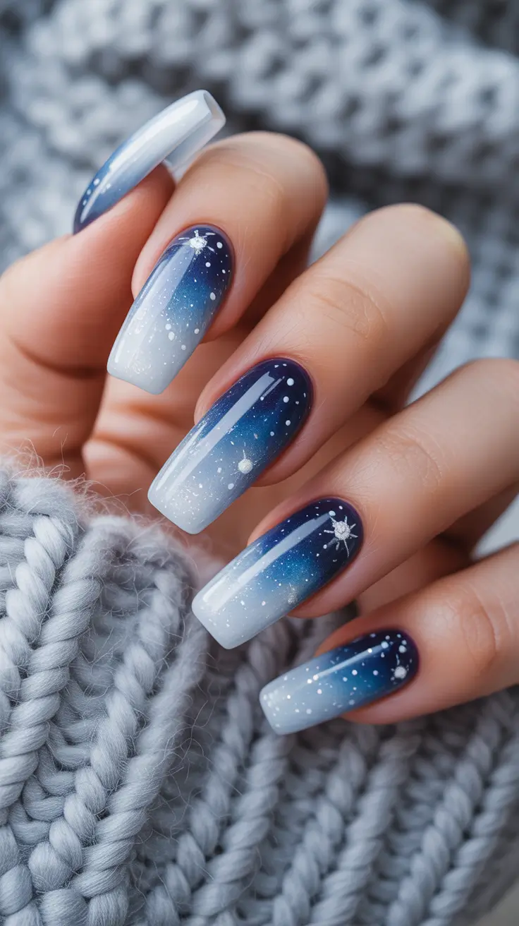 blue christmas nails winter Blue Aurora