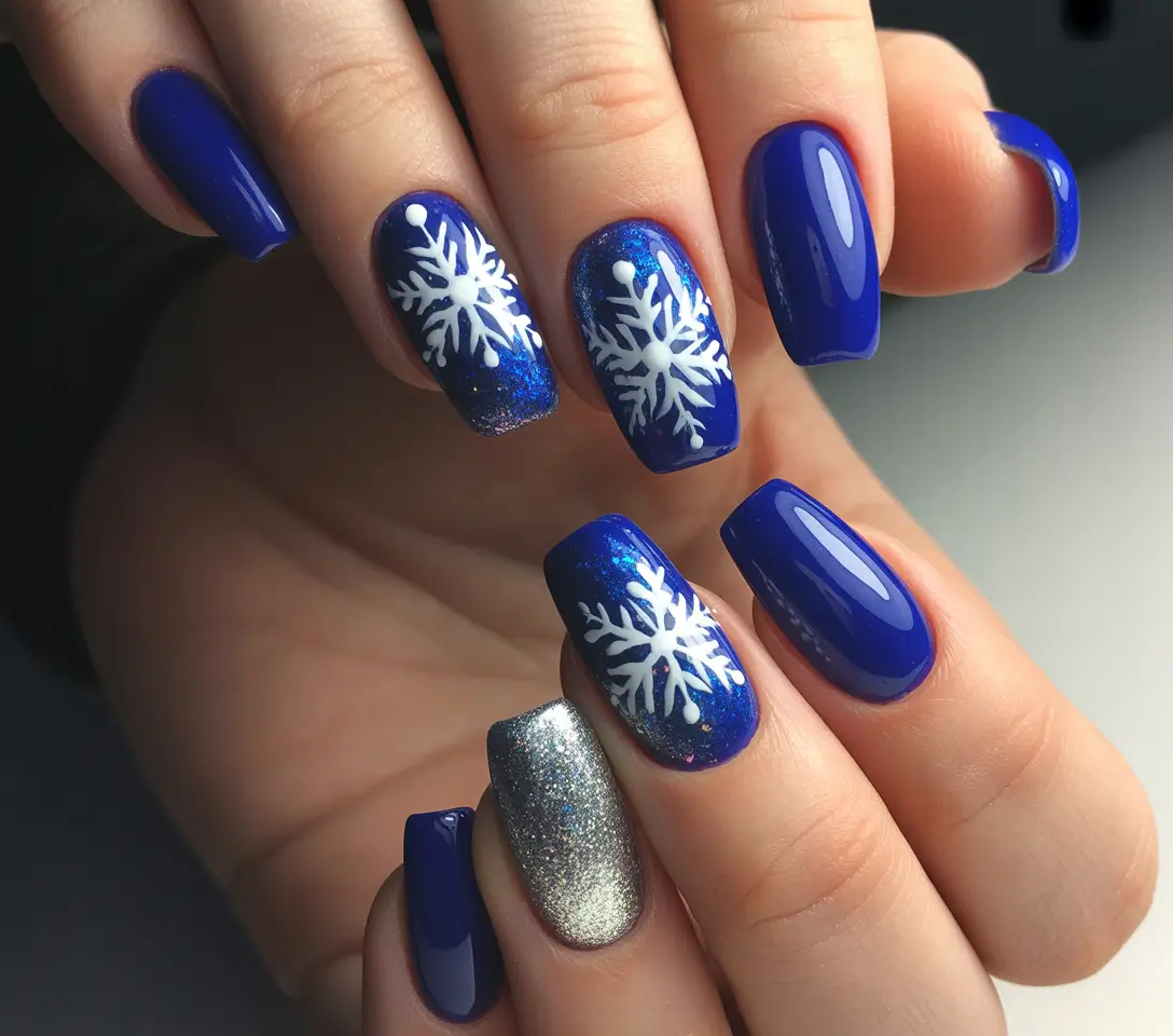 Best Blue Nails Christmas 2025 Royal Blizzard Glow